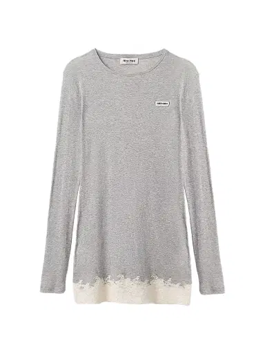 Miu Miu Women's Ribbed Jersey and Lace Dress - Grey - Size Medium | Thumbnail 1 Miu Miu Women's Ribbed Jersey and Lace Dress - Grey - Size Medium | Thumbnail 1