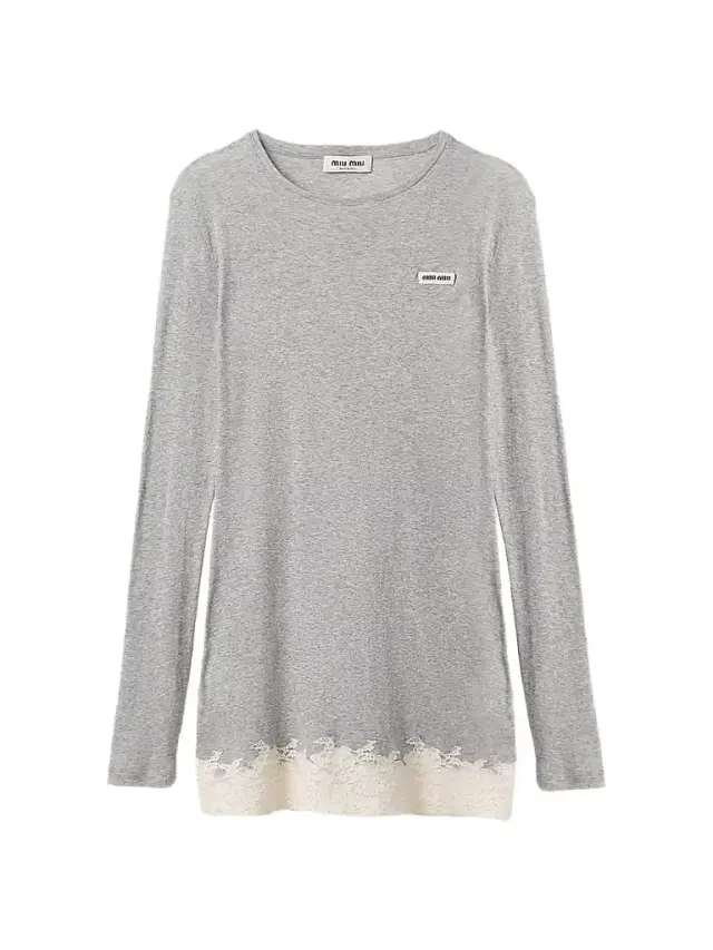Women's Ribbed Jersey and Lace Dress - Grey