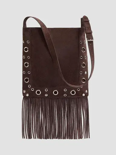 Valentino Garavani Women's Nellcôte Suede Shoulder Bag with Fringes | Thumbnail 5 Valentino Garavani Women's Nellcôte Suede Shoulder Bag with Fringes | Thumbnail 5