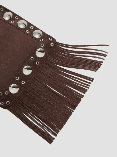 Valentino Garavani Women's Nellcôte Suede Shoulder Bag with Fringes | Thumbnail 7 Valentino Garavani Women's Nellcôte Suede Shoulder Bag with Fringes | Thumbnail 7