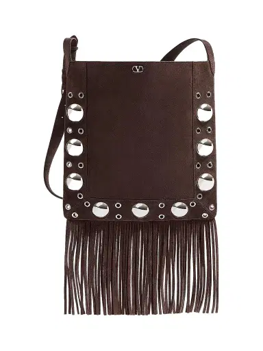 Valentino Garavani Women's Nellcôte Suede Shoulder Bag with Fringes | Thumbnail 1 Valentino Garavani Women's Nellcôte Suede Shoulder Bag with Fringes | Thumbnail 1