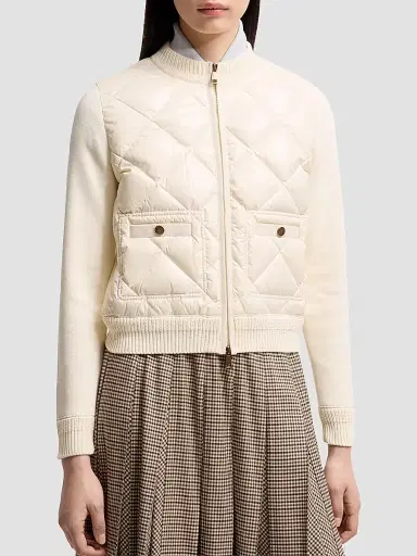Moncler Women's Down-Filled Cardigan in Cotton - Beige - Size XL | Thumbnail 2