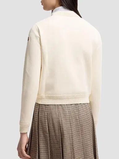 Moncler Women's Down-Filled Cardigan in Cotton - Beige - Size XL | Thumbnail 3