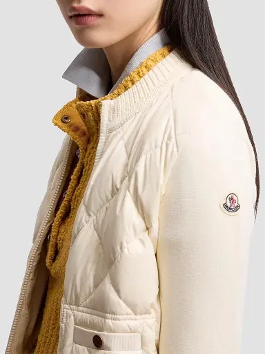 Moncler Women's Down-Filled Cardigan in Cotton - Beige - Size XL | Thumbnail 4