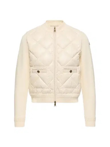 Moncler Women's Down-Filled Cardigan in Cotton - Beige - Size XL | Thumbnail 1