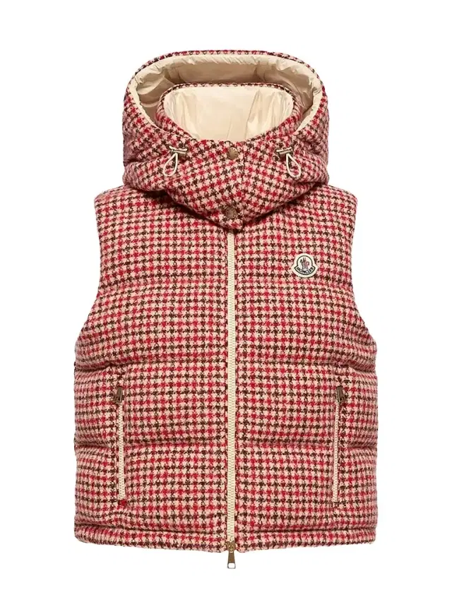 Moncler Women's Niverolle Puffer Vest in Houndstooth Wool Blend