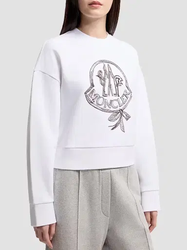 Moncler Women's Sweatshirt in Cotton - White - Size Large | Thumbnail 2