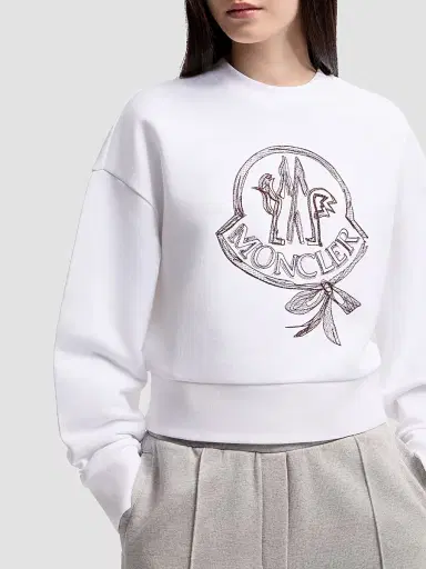 Moncler Women's Sweatshirt in Cotton - White - Size Large | Thumbnail 4