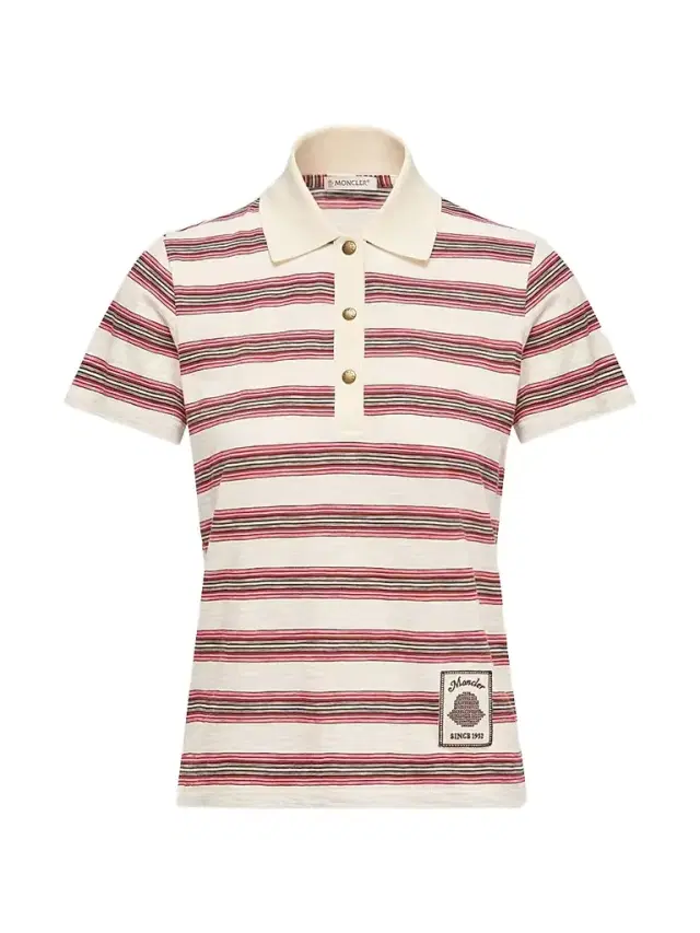Women's Polo Shirt in Cotton with Stripes - White Red