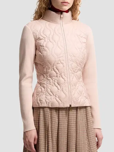 Moncler Women's Down-Filled Cardigan in Cotton - Pink - Size XL | Thumbnail 2
