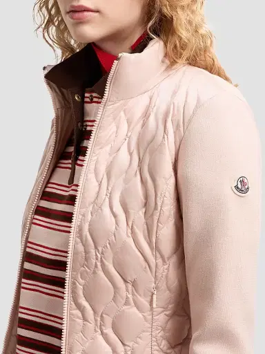 Moncler Women's Down-Filled Cardigan in Cotton - Pink - Size XL | Thumbnail 4