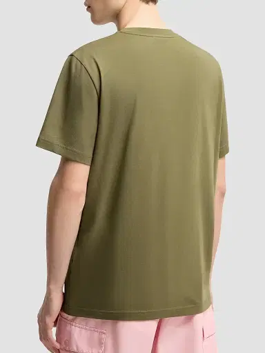 Moncler Men's Crewneck T-Shirt in Cotton - Olive Green | Thumbnail 3