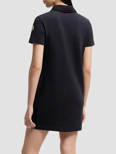 Moncler Women's Polo Dress in Cotton Piquet - Dark Blue | Thumbnail 3 Moncler Women's Polo Dress in Cotton Piquet - Dark Blue | Thumbnail 3
