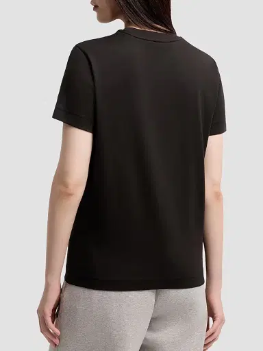 Moncler Women's Crew Neck T-Shirt in Cotton - Black | Thumbnail 3