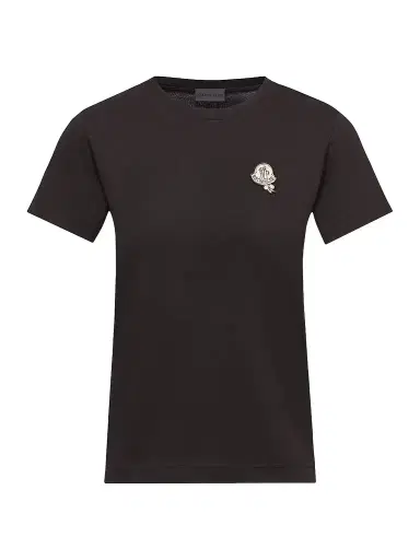 Moncler Women's Crew Neck T-Shirt in Cotton - Black | Thumbnail 1