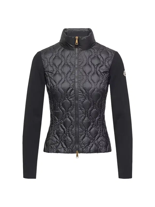 Women's Down-Filled Cardigan in Cotton - Navy Blue