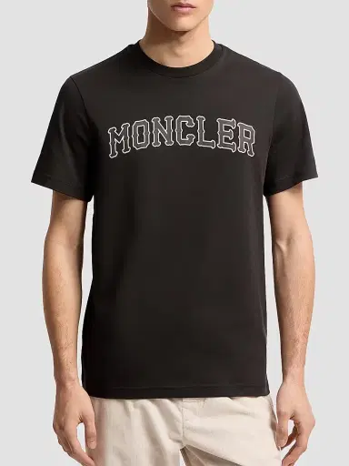 Moncler Men's Crewneck T-Shirt in Cotton - Black - Size XXXXL | Thumbnail 2