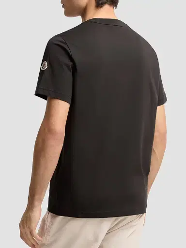 Moncler Men's Crewneck T-Shirt in Cotton - Black - Size XXXXL | Thumbnail 3