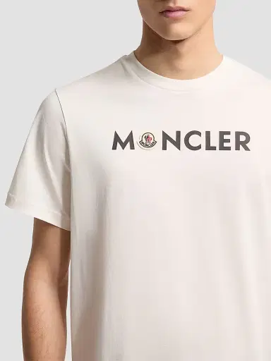 Moncler Men's Crewneck T-Shirt in Cotton - Beige | Thumbnail 4
