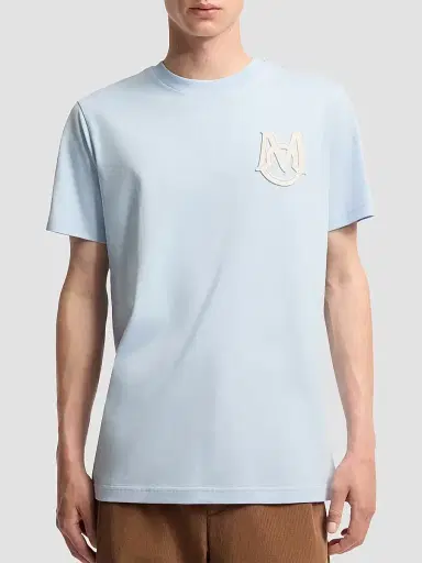 Moncler Men's Crewneck T-Shirt in Cotton - Light Blue - Size XXXXL | Thumbnail 2