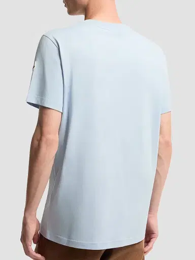 Moncler Men's Crewneck T-Shirt in Cotton - Light Blue - Size XXXXL | Thumbnail 3