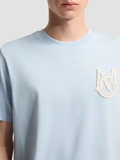 Moncler Men's Crewneck T-Shirt in Cotton - Light Blue - Size XXXXL | Thumbnail 4
