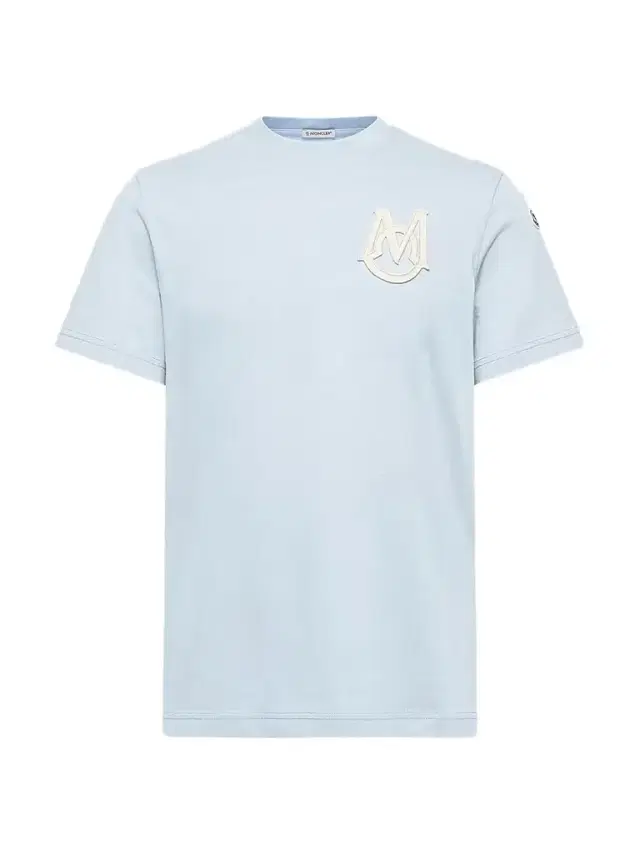 Moncler Men's Crewneck T-Shirt in Cotton - Light Blue