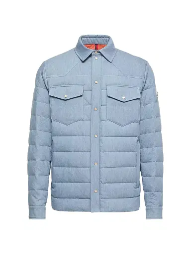Moncler Men's Tiriol Puffer Shacket in Denim - Light Blue - Size XXL | Thumbnail 1 Moncler Men's Tiriol Puffer Shacket in Denim - Light Blue - Size XXL | Thumbnail 1