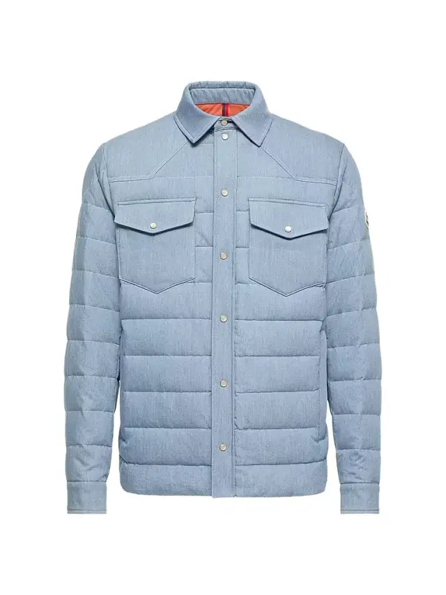 Moncler Men's Tiriol Puffer Shacket in Denim - Light Blue