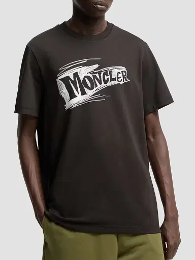 Moncler Men's Crewneck T-Shirt in Cotton - Black - Size XXXXL | Thumbnail 2