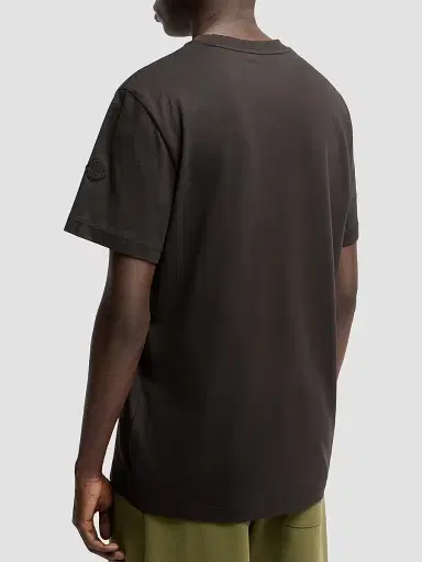 Moncler Men's Crewneck T-Shirt in Cotton - Black - Size XXXXL | Thumbnail 3