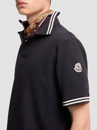 Moncler Men's Polo Shirt in Cotton Piquet - Dark Blue - Size XXXXL | Thumbnail 4 Moncler Men's Polo Shirt in Cotton Piquet - Dark Blue - Size XXXXL | Thumbnail 4