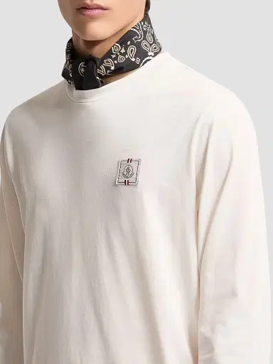 Moncler Men's Crewneck T-Shirt in Cotton - Off White - Size XXL | Thumbnail 4 Moncler Men's Crewneck T-Shirt in Cotton - Off White - Size XXL | Thumbnail 4