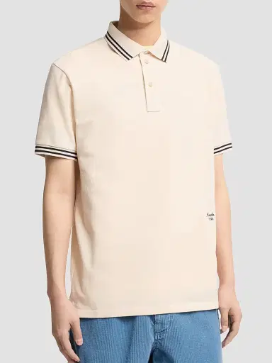 Moncler Men's Polo Shirt in Cotton Piquet - Ivory - Size XXXXL | Thumbnail 2