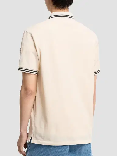 Moncler Men's Polo Shirt in Cotton Piquet - Ivory - Size XXXXL | Thumbnail 3