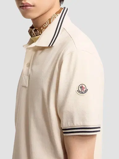 Moncler Men's Polo Shirt in Cotton Piquet - Ivory - Size XXXXL | Thumbnail 4