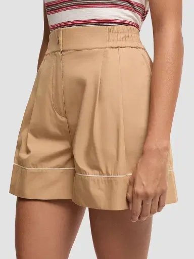 Moncler Women's Shorts in Cotton Blend - Beige - Size Medium | Thumbnail 4