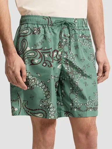 Moncler Men's Swim Trunks with Floral Print - Aqua Green - Size Medium | Thumbnail 2 Moncler Men's Swim Trunks with Floral Print - Aqua Green - Size Medium | Thumbnail 2