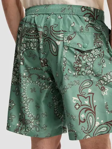 Moncler Men's Swim Trunks with Floral Print - Aqua Green - Size Medium | Thumbnail 4 Moncler Men's Swim Trunks with Floral Print - Aqua Green - Size Medium | Thumbnail 4