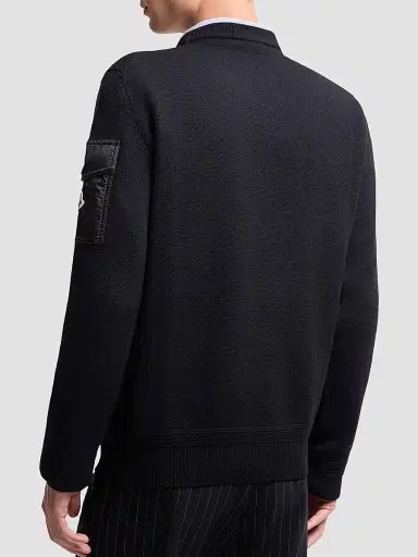 Moncler Men's Sweater in Wool - Navy Blue - Size XXXL | Thumbnail 3 Moncler Men's Sweater in Wool - Navy Blue - Size XXXL | Thumbnail 3