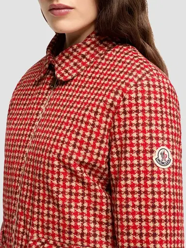 Moncler Women's Lanset Puffer Shacket in Velvet - Red | Thumbnail 4 Moncler Women's Lanset Puffer Shacket in Velvet - Red | Thumbnail 4