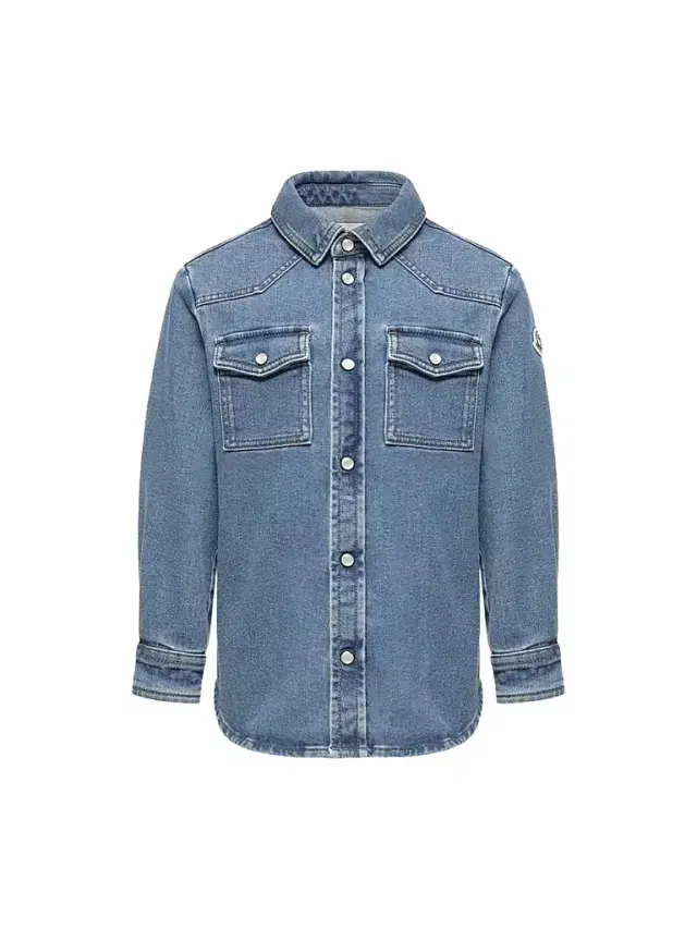 Moncler Little Boy's & Boy's Shirt in Denim - Denim Blue