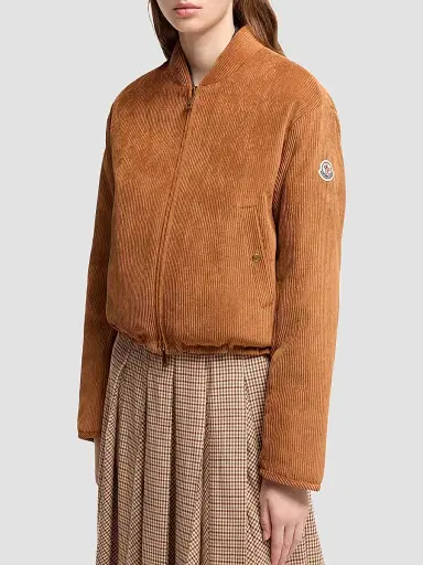 Moncler Women's Blageon Reversible Puffer Jacket in Corduroy - Camel Beige | Thumbnail 2