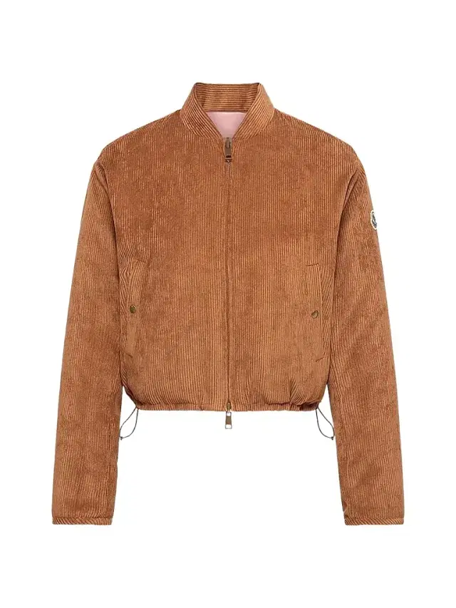 Moncler Women's Blageon Reversible Puffer Jacket in Corduroy - Camel Beige