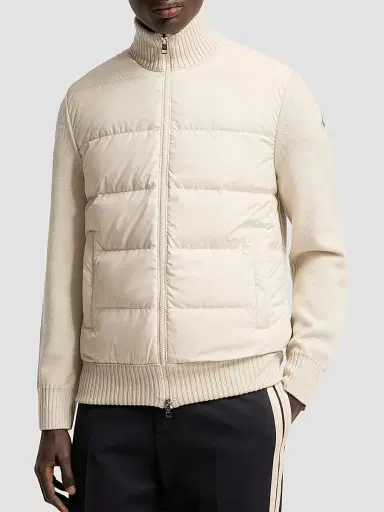 Moncler Men's Down-Filled Cardigan in Wool - Light Beige - Size XXL | Thumbnail 2 Moncler Men's Down-Filled Cardigan in Wool - Light Beige - Size XXL | Thumbnail 2