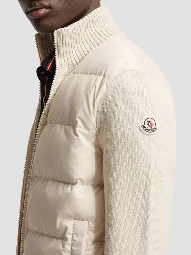 Moncler Men's Down-Filled Cardigan in Wool - Light Beige - Size XXL | Thumbnail 4 Moncler Men's Down-Filled Cardigan in Wool - Light Beige - Size XXL | Thumbnail 4