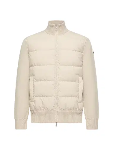Moncler Men's Down-Filled Cardigan in Wool - Light Beige - Size XXL | Thumbnail 1 Moncler Men's Down-Filled Cardigan in Wool - Light Beige - Size XXL | Thumbnail 1
