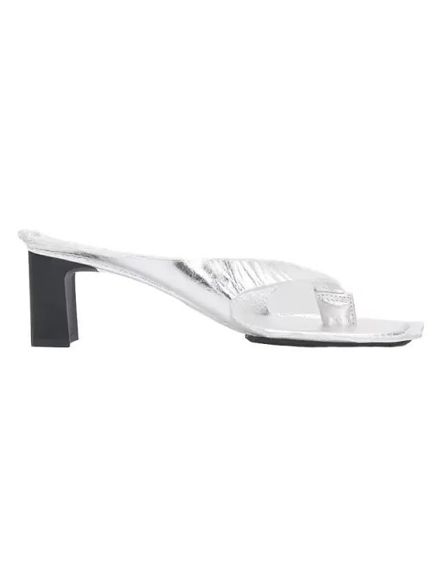 MM6 Maison Margiela Women's Anatomic 60MM Leather Mules - Silver