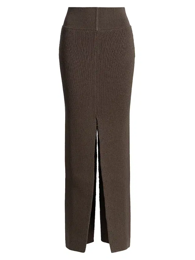 Rick Owens Women's Sliced Wool Knit Maxi Skirt - Dark Dust