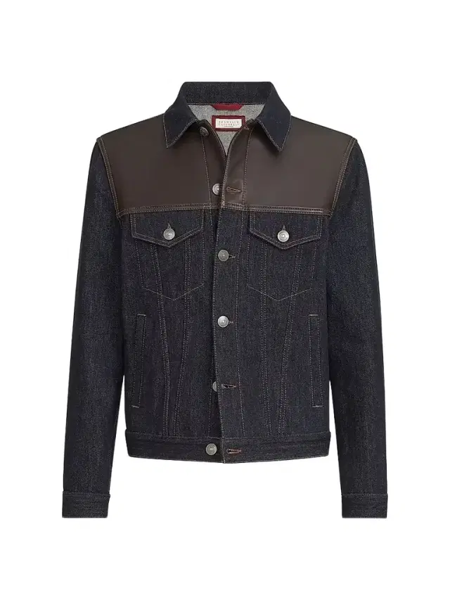 Brunello Cucinelli Men's Paneled No-Fade Denim Four-Pocket Jacket - Blue